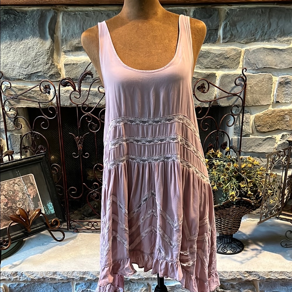 Free People Blush Sleeveless Dress with Lace Accents